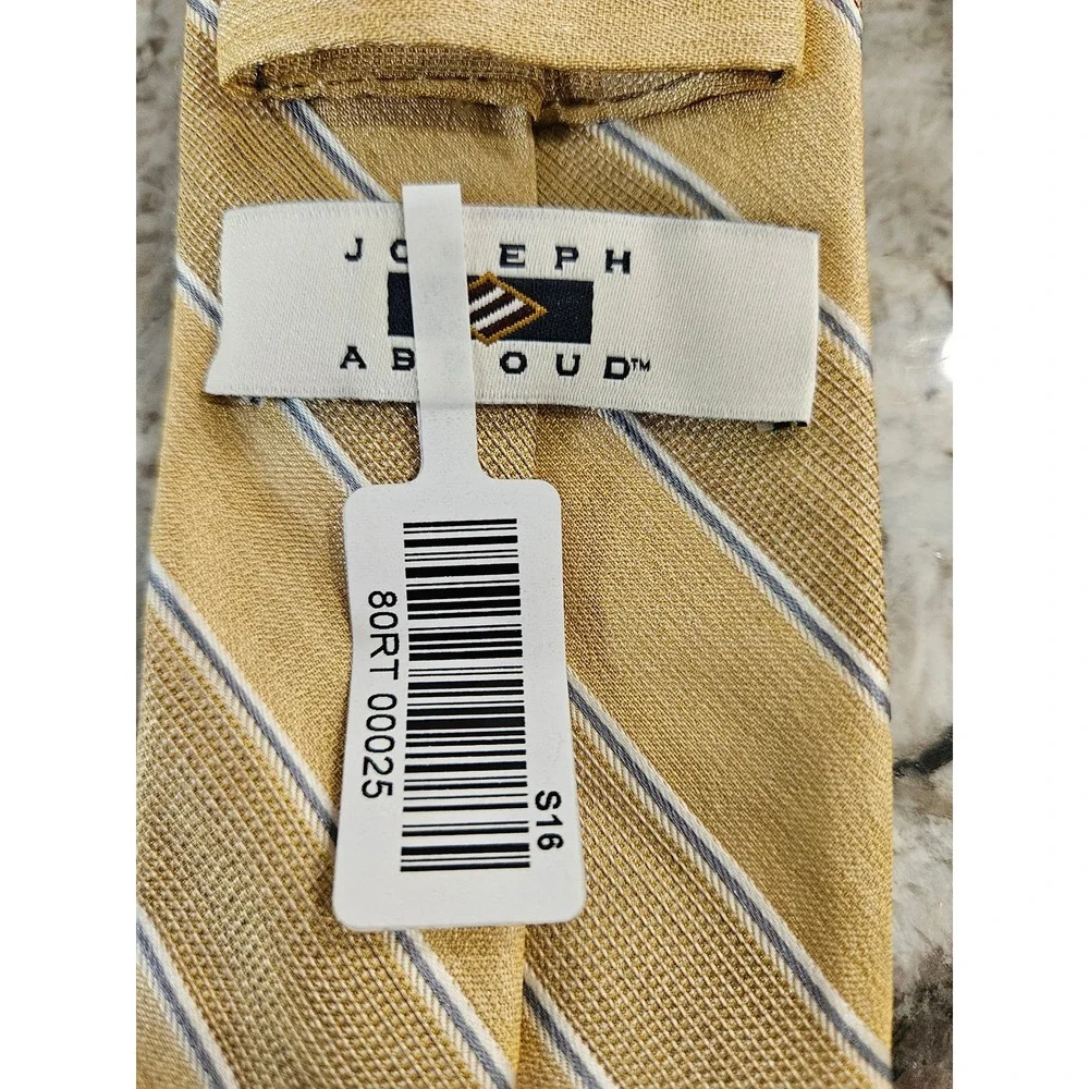 Joseph Abboud Silk Blend Striped Necktie Gold Blue White Business Formal Tie